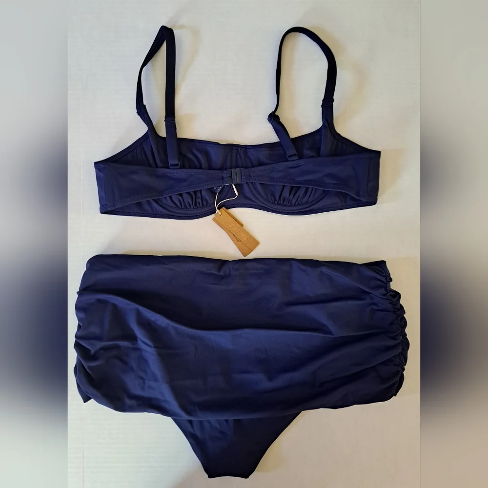 ❤️NWT SKIMS 2 Pc Ruched Underwire Swim Top Sculpting foldover Bikini MIDNIGHT 3X